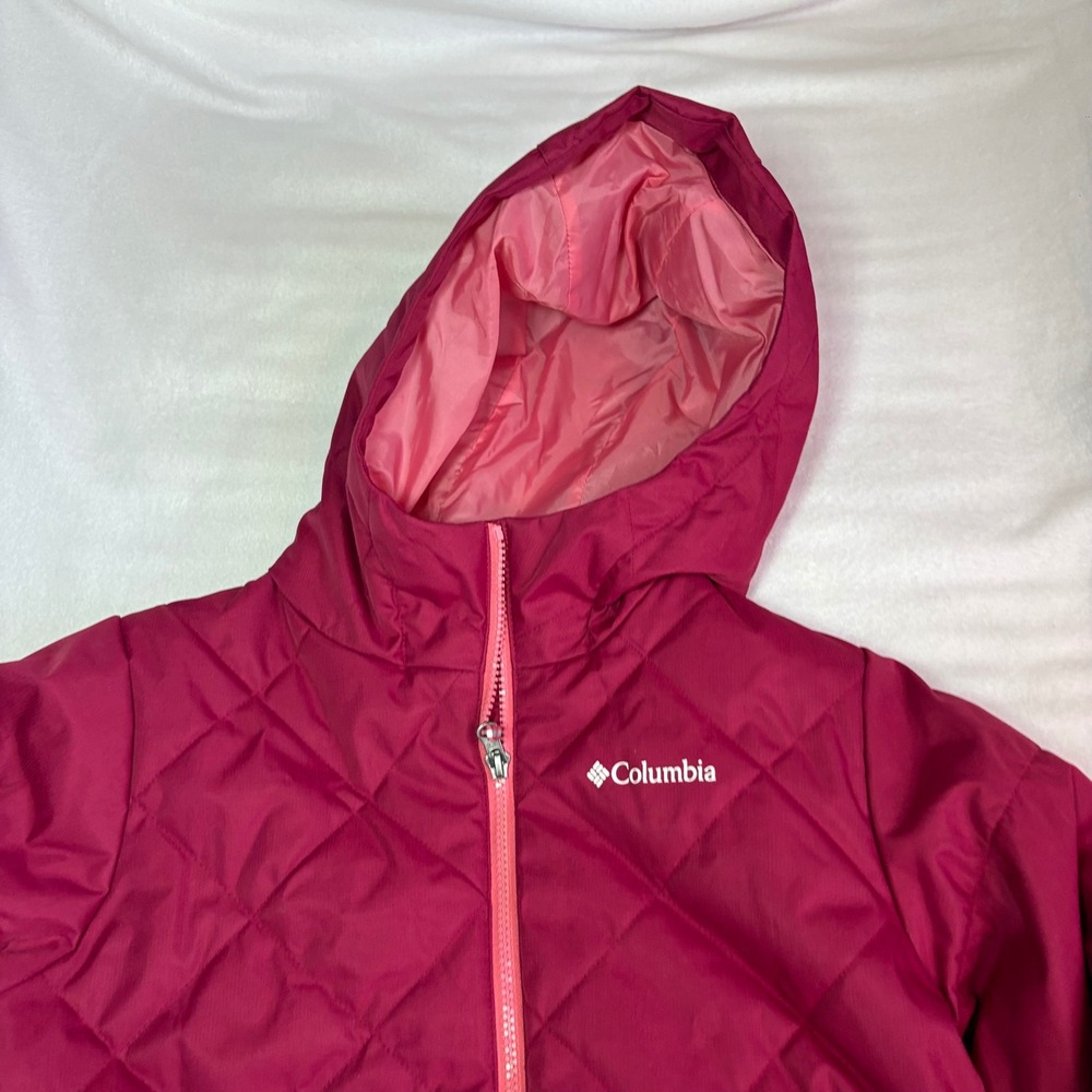 Columbia Omni-Tech Quilted Puffer Jacket Magenta Pink Hooded XL - Picture 4 of 6
